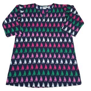 Lexi York Sailboat Print Nautical Resort Beach Swim Cover-Up Dress  (Size M/L)